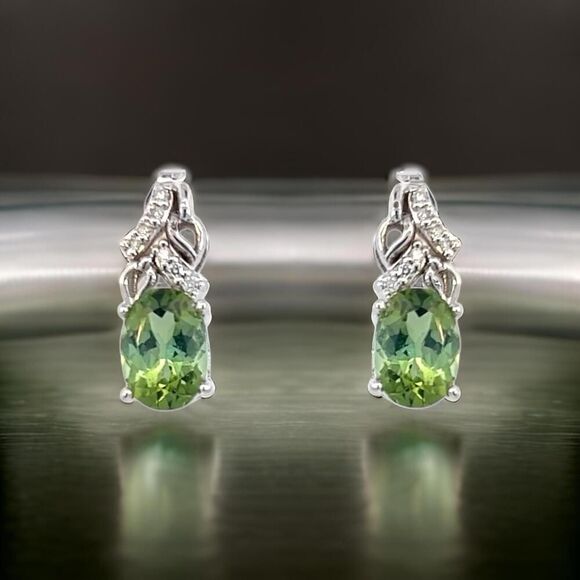 Natural Tourmaline Diamond Earrings 14k Gold 1.57 TCW Certified $3,490 211894 - Picture 5 of 15